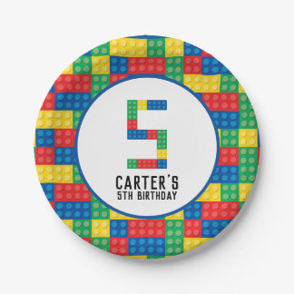 Gebäude Blocks 5. Geburtstagspapier-Teller Pappteller