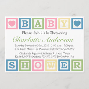 Gebäude Blocks Baby Shower Invitiations (grün) Einladung