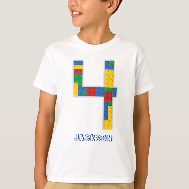 Gebäude Blocks Birthday Bricks 4 Jahre T - Shirt (Vorderseite)