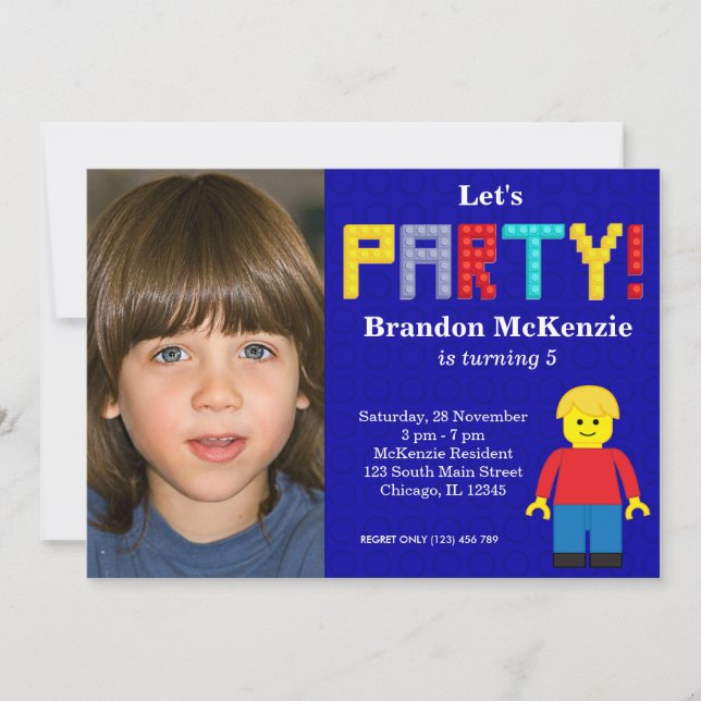 Gebäude Blocks Geburtstag Einladung (Vorderseite)