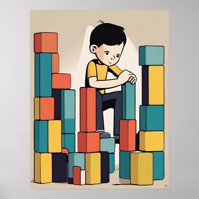 Gebäude Blocks - Kinderspielzeug Poster (Vorne)