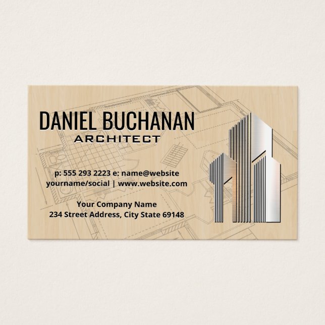 Gebäude Blueprint | Holz (Vorderseite)