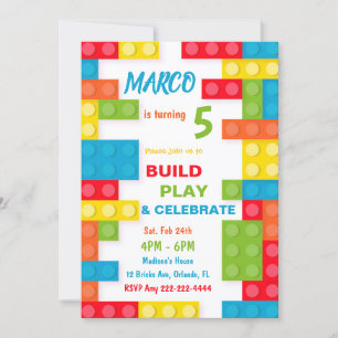 Gebäude Brick Einladungen, Boy Birthday Einladunge Einladung