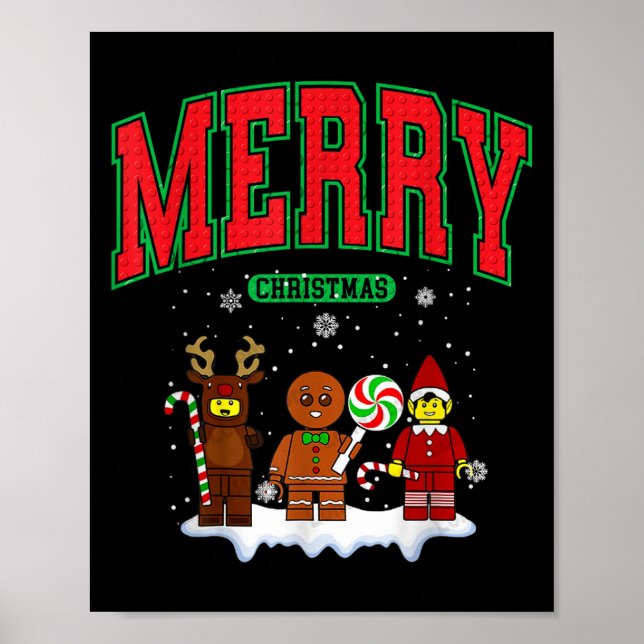 Gebäude Bricks Frohe Weihnachtsfiguren Familienmat Poster (Vorne)