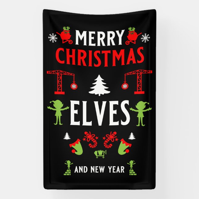 Gebäude Construction Christmas Ugly Banner (Vertikal)