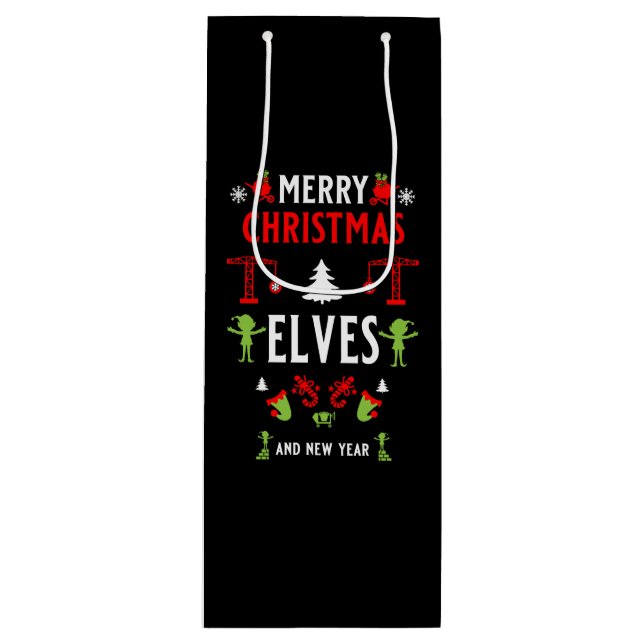 Gebäude Construction Christmas Ugly Geschenktüte Für Weinflaschen (Vorderseite)