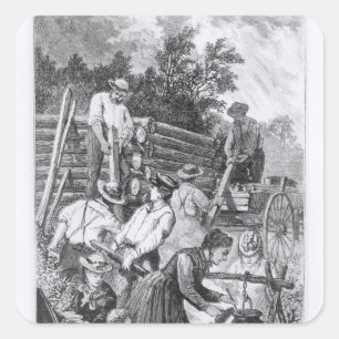 Gebäude der Blockhütte Quadratischer Aufkleber