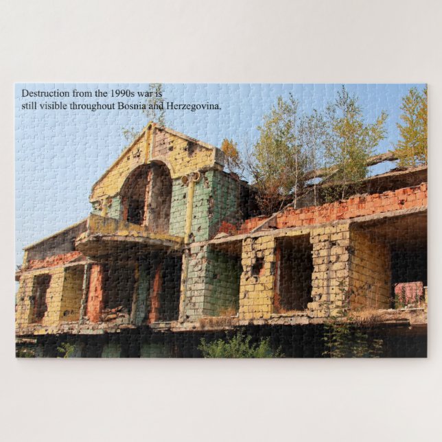 Gebäude der Kriegsführung in Sarajewo Grosses Bosn Puzzle (Horizontal)
