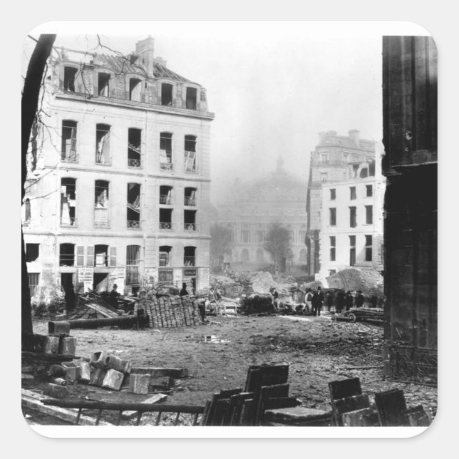 Gebäude der Oper Quadratischer Aufkleber (Vorderseite)