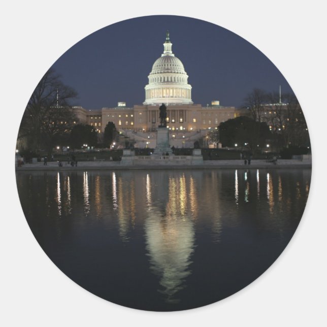 GEBÄUDE der US-Hauptstadt Runder Aufkleber (Vorderseite)