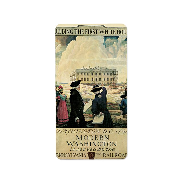 Gebäude des ersten Reiseplakats des Weißen Hauses Adressaufkleber (Vorne)