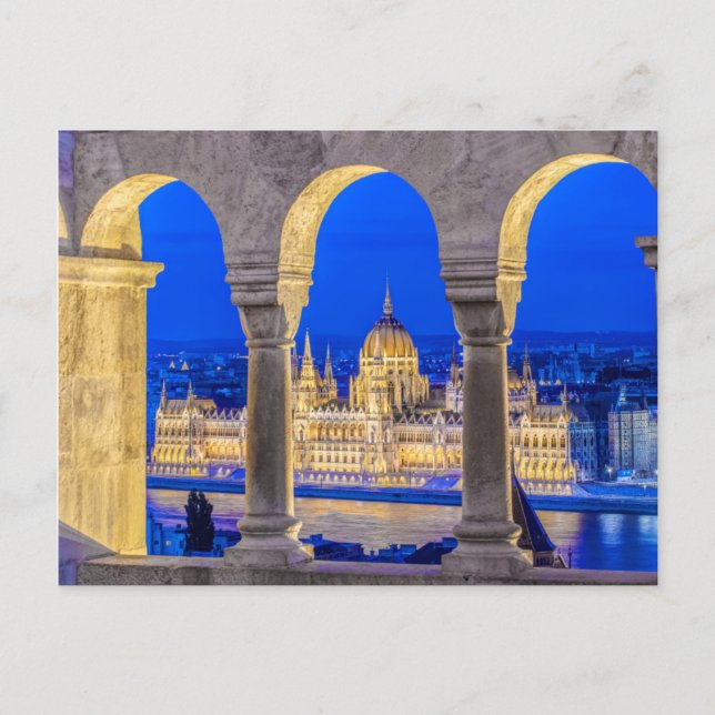 Gebäude des ungarischen Parlaments in Dusk Postkarte (Vorderseite)