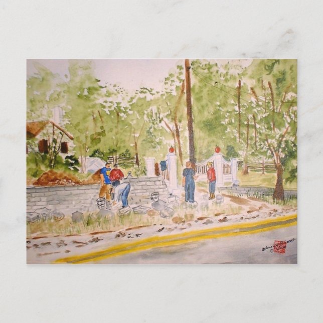 Gebäude dr Mittelmauer Postkarte (Vorderseite)