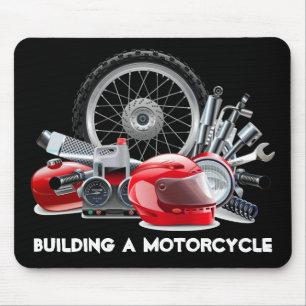 Gebäude eines Motorrads mit Zeichnend Teilen Mousepad