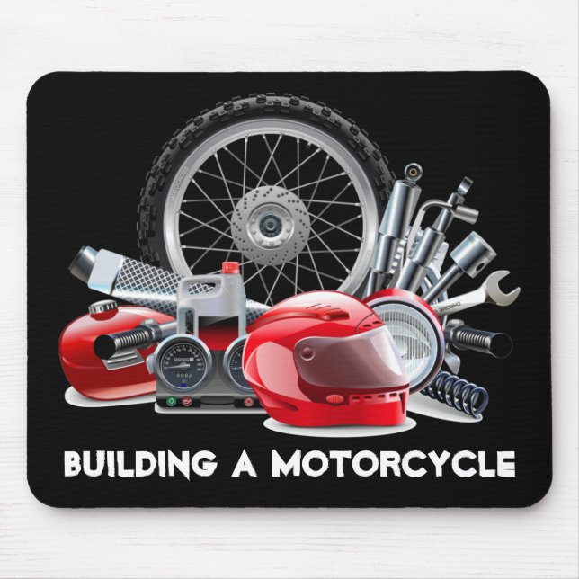 Gebäude eines Motorrads mit Zeichnend Teilen Mousepad (Vorne)