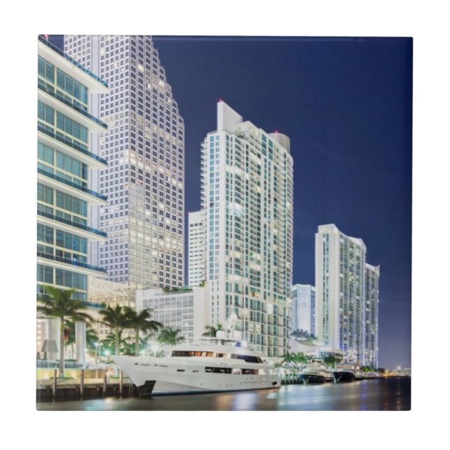 Gebäude entlang dem Miami-Fluss Riverwalk Fliese (Vorderseite)