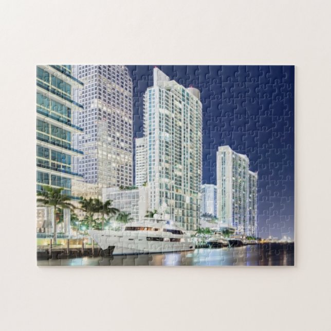 Gebäude entlang dem Miami-Fluss Riverwalk Puzzle (Horizontal)