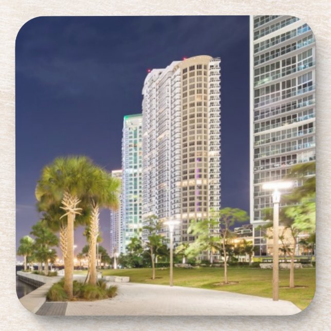 Gebäude entlang dem Miami-Fluss Riverwalk Untersetzer (Vorderseite)