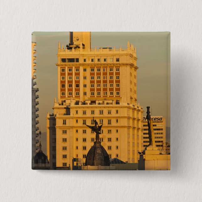 Gebäude entlang der Gran Via und Edificio Espana Button (Vorderseite)