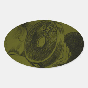 Gebäude Fitness Stift Skizze Ovaler Aufkleber