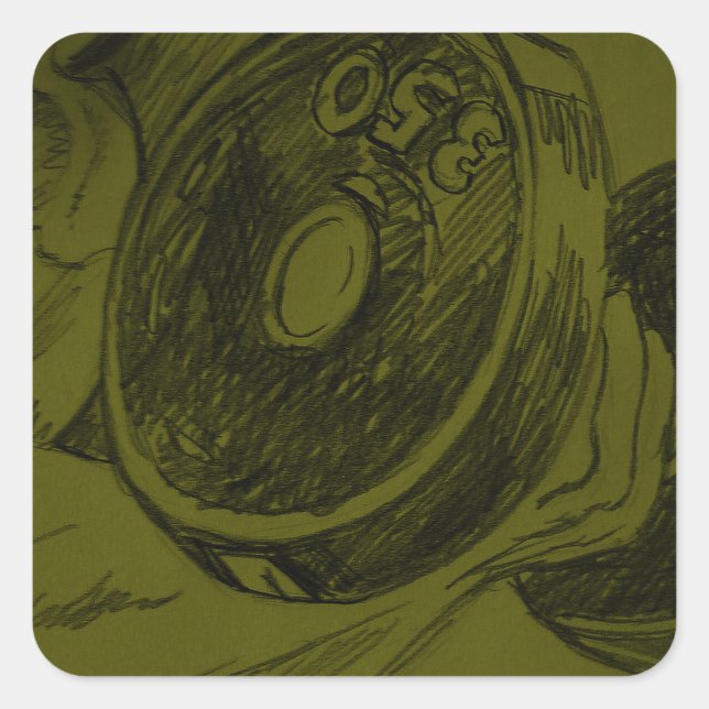 Gebäude Fitness Stift Skizze Quadratischer Aufkleber (Vorderseite)