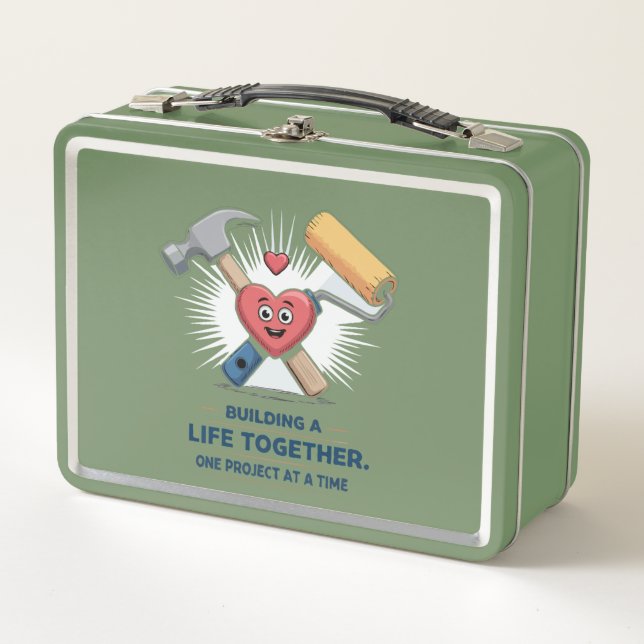 Gebäude für ein gemeinsames Leben | Niedliche DIY  Metall Brotdose (Vorderseite)