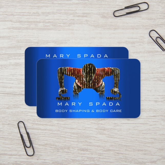 Gebäude geformt Fitness Mensch Blue Cobalt Visitenkarte (Vorderseite/Rückseite Beispiel)