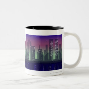 Gebäude geleuchtet nachts zweifarbige tasse