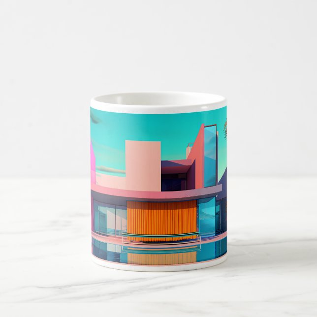 Gebäude im Pop Art Style Kaffeetasse (Mittel)