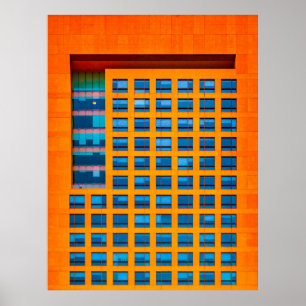 Gebäude in Blau und Orange Poster