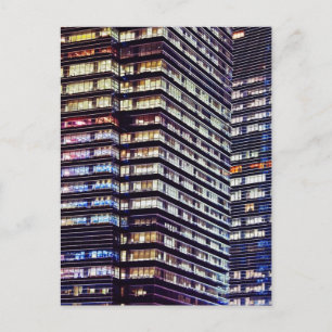 Gebäude in der Nacht, Singapur Postkarte