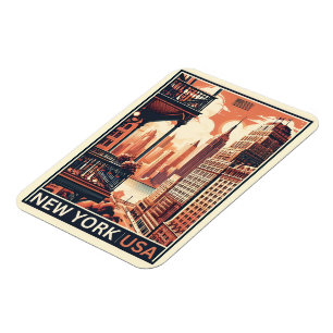 Gebäude in New York City Vintage-Balkonblick Magnet