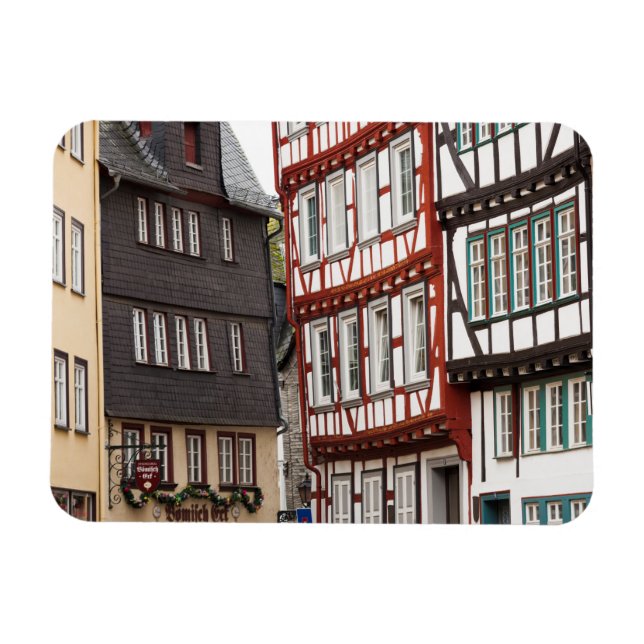 Gebäude mit halbem Baumbestand Magnet (Horizontal)