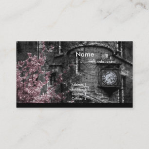 Gebäude mit rosa Büschen/Grunge-Geschäftskarten Visitenkarte