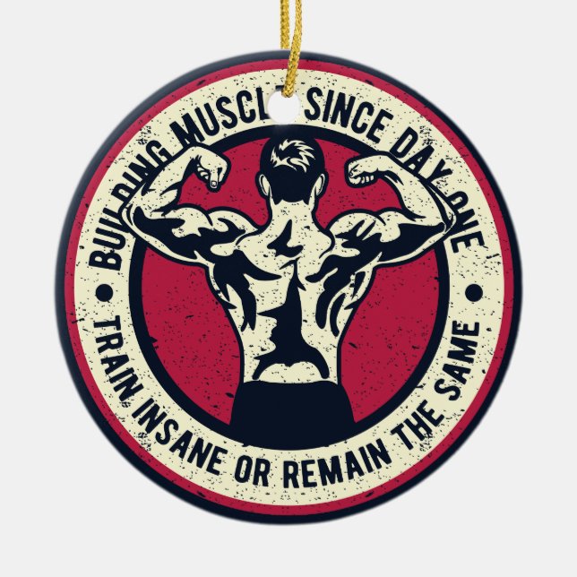 Gebäude Muskel Train Insane oder bleibt gleich Keramikornament (Vorne)