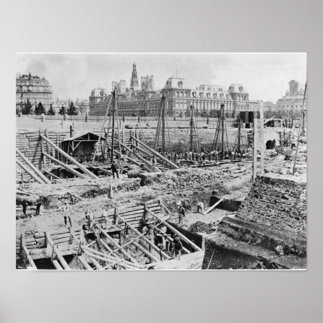 Gebäude of the Hotel-Dieu, Paris, c.1866 Poster (Vorne)