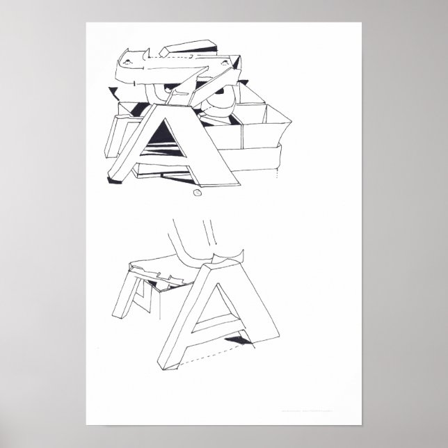 Gebäude OM Monogramm Zeichnete 11 Poster (Vorne)