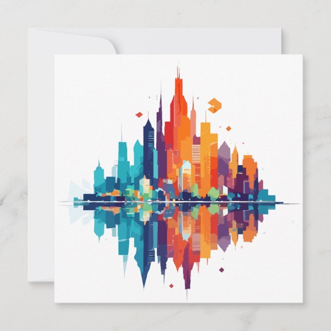 Gebäude Stadtbild Moderne Wolkenkratzer Stadtleben Karte (Vorderseite)