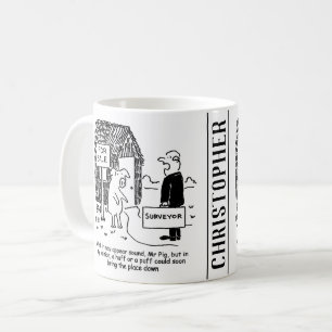 Gebäude Surveyor betrachtet das Haus von Herrn Pig Kaffeetasse