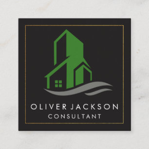 Gebäude-Symbol Quadratische Visitenkarte