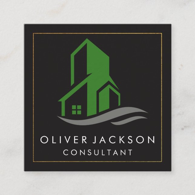 Gebäude-Symbol Quadratische Visitenkarte (Vorderseite)