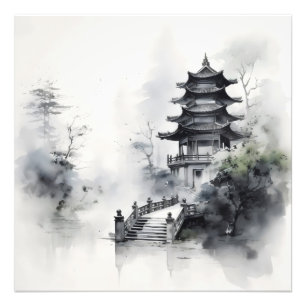 Gebäude Traditionelle asiatische Malerei Fotodruck