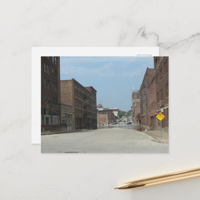 Gebäude und No Outlet in Burlington, Iowa Postkarte (Vorderseite/Rückseite Beispiel)