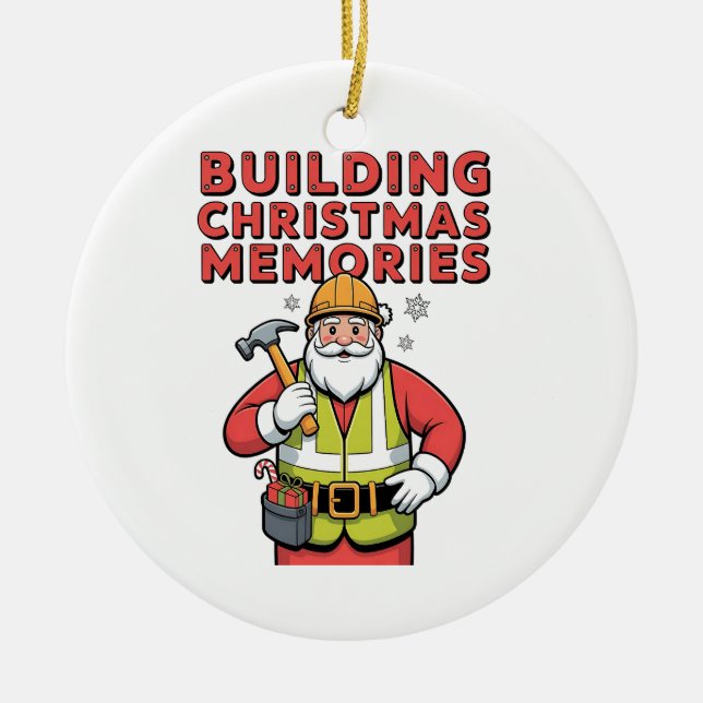 Gebäude Weihnachtsfamilien Matching 2025 Keramik Ornament (Vorne)