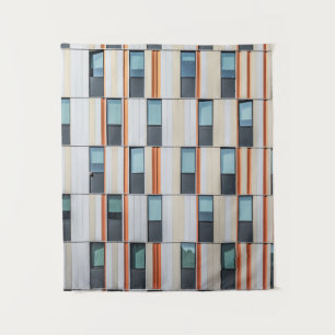 Gebäude weiß und orange wandteppich