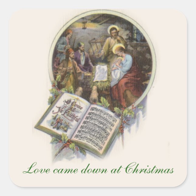 Gebeiterte Mutter Mutter Jesus Musik Quadratischer Aufkleber (Vorderseite)