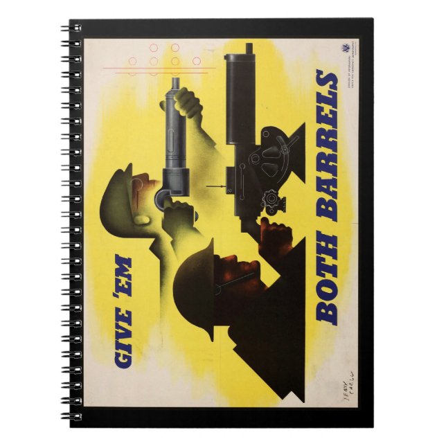 Geben Sie beiden Fässern WW2 Militär & Fabrik Arbe Notizblock (Vorderseite)