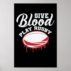 Geben Sie Blood Play Rugby Football Sport Poster