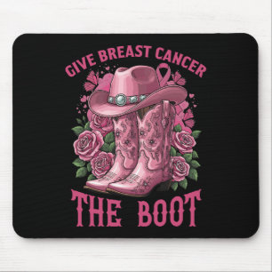 Geben Sie Brustkrebs dem Boot Cowgirl Ribbon Cance Mousepad