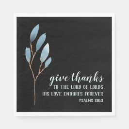 Geben Sie Dank Bibel Verse Blue Black Watercolor Serviette